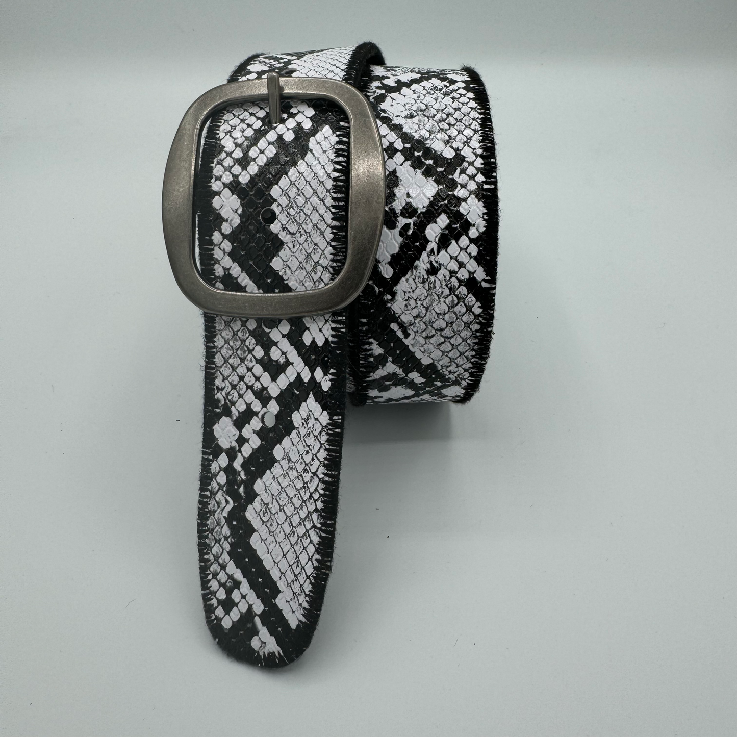 Faux White Snakeskin Belt