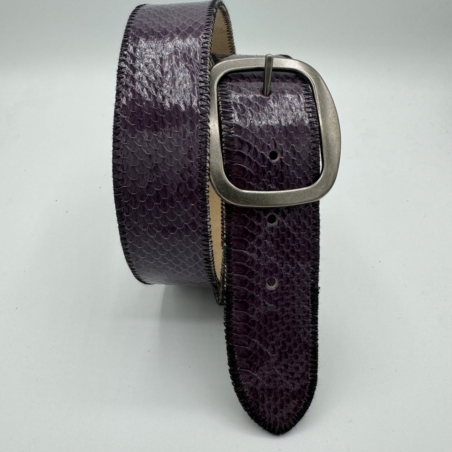 Dyed Purple Viper Snake Skin Belt