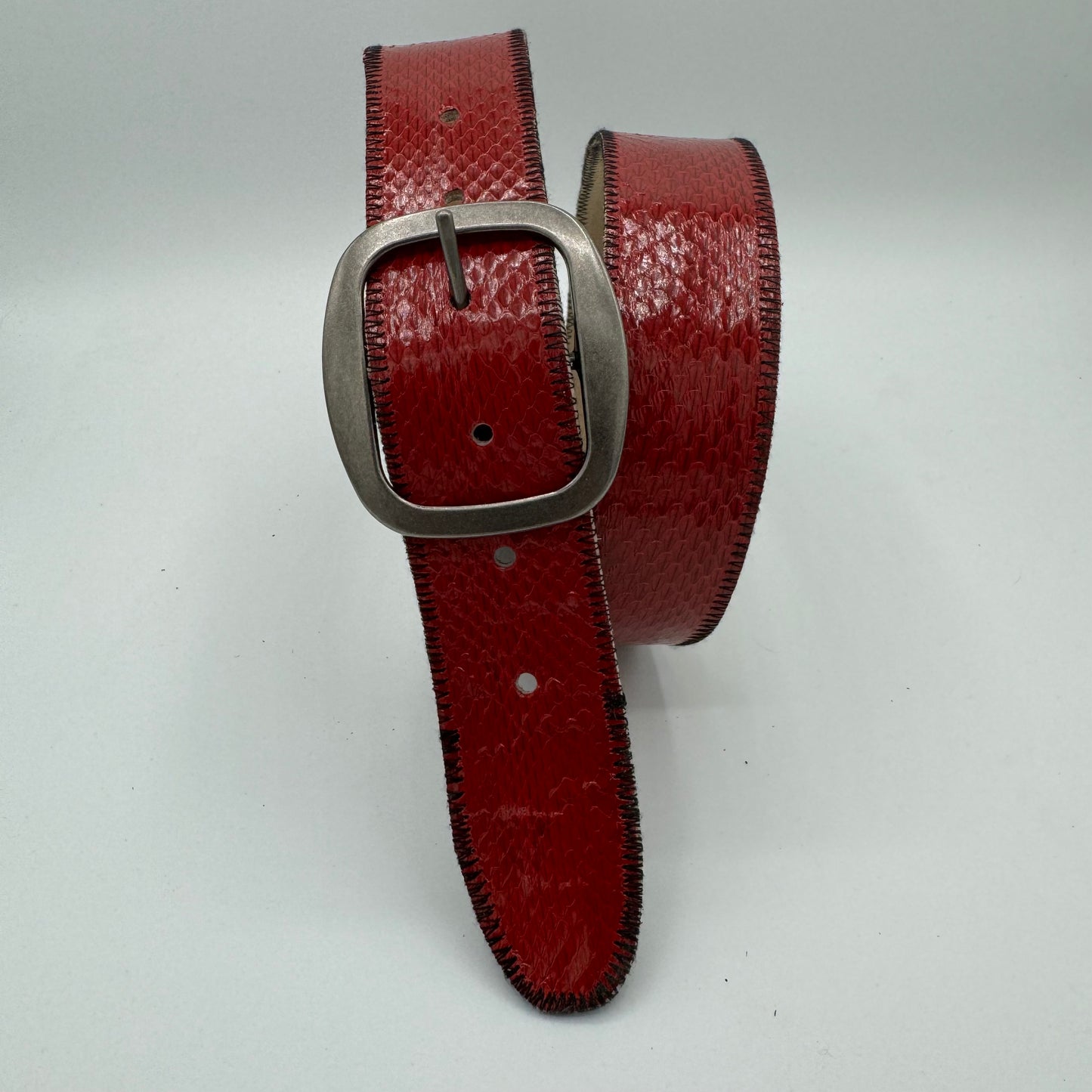 Dyed Red Viper Snake Skin Belt