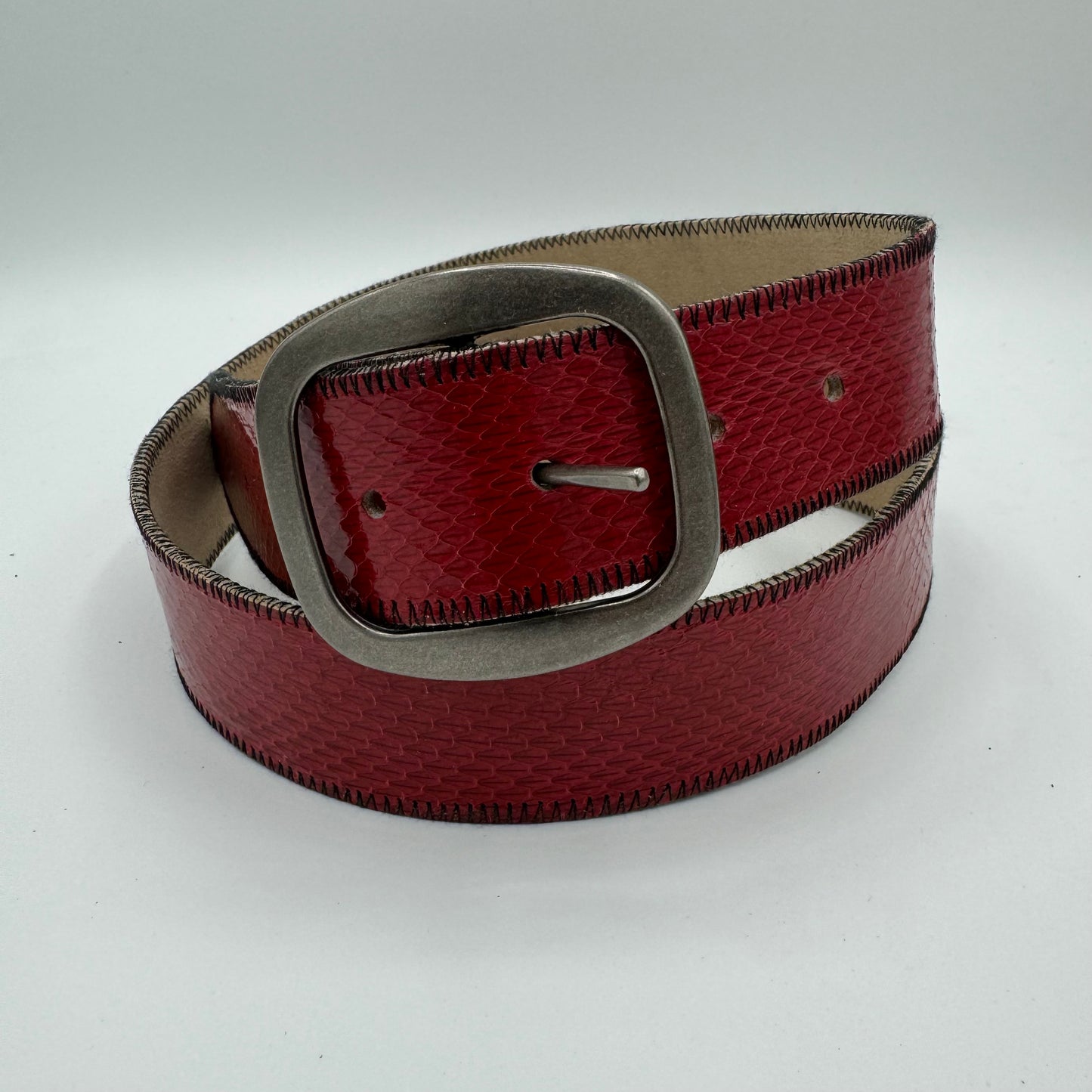 Dyed Red Viper Snake Skin Belt